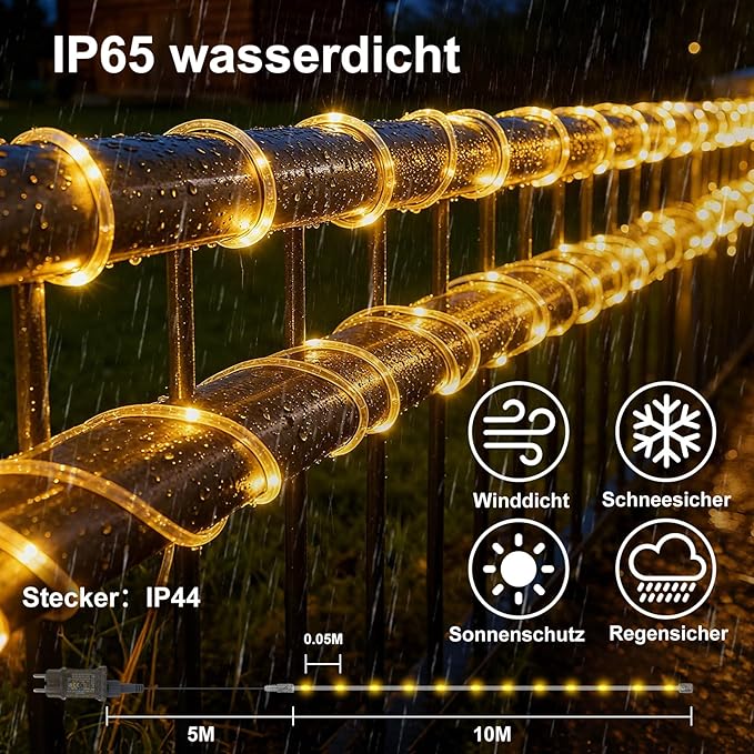 LED Lichterschlauch – 10 Meter Länge mit Fernbedienung