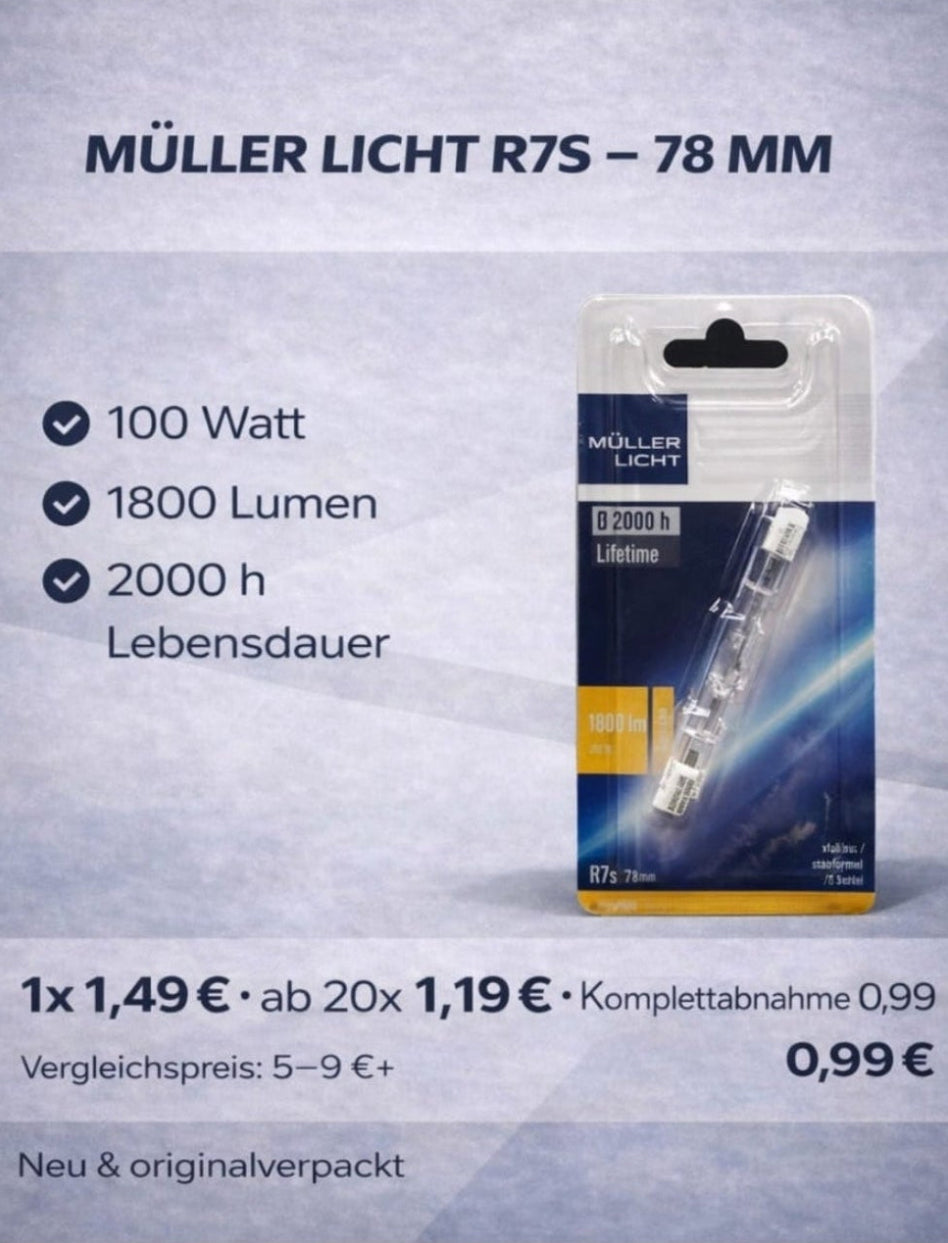 Halogenstab 1800lm 100W R7s 230V