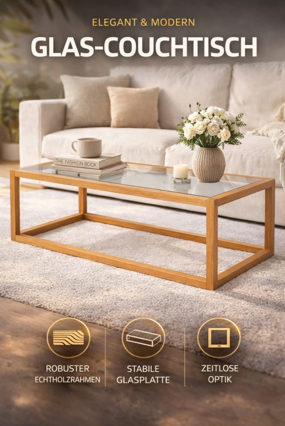 Glas-Couchtisch Elegant & Modern
